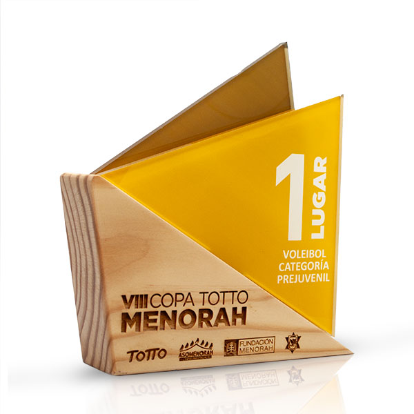 Trofeo personalizado con grabado laser y a color
