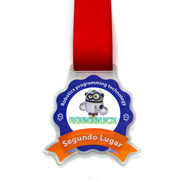 medalla acrilica con grabado color UV